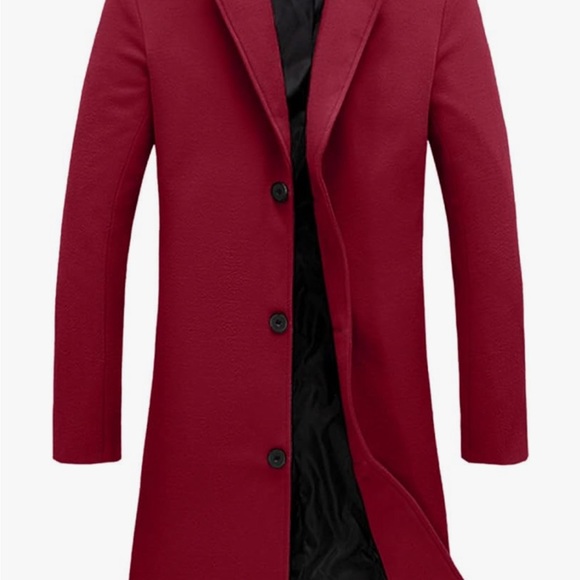 Springrain Men's Notched Lapel Single Breasted Long Pea Coat Trench Coat XL - Picture 5 of 12